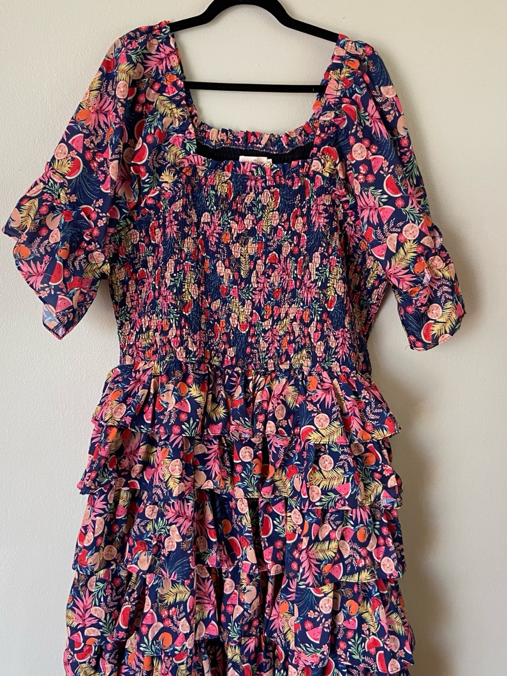 Ivy City Co Navy Floral Smocked Midi Dress - NWOT - Picture 1 of 3